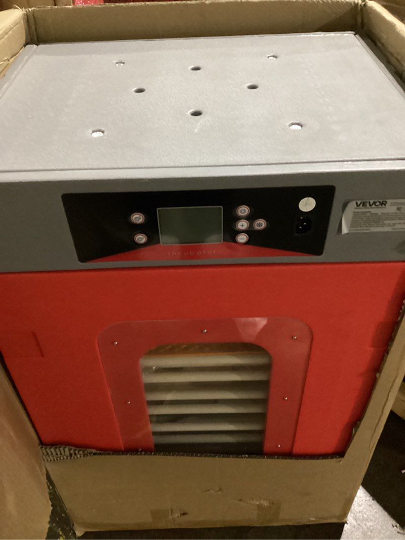 Condition photo showing As Is for VEVOR 12 Egg Incubator, Automatic Egg Turner with LED Candler, Temperature & Humidity Control, 360° View Clear Window, Poultry Eggs Incubator for Home Farm, Hatching Chicks Ducks Goose Quail 12 Eggs