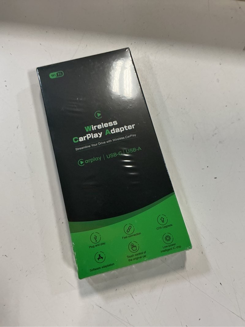 Condition photo showing New/Like New for wireless carplay adapter for apple - 2025 slim edition, plug & play connection converts factory wired to wireless carplay adapter for iphone carplay dongle for ios 10+ (black)