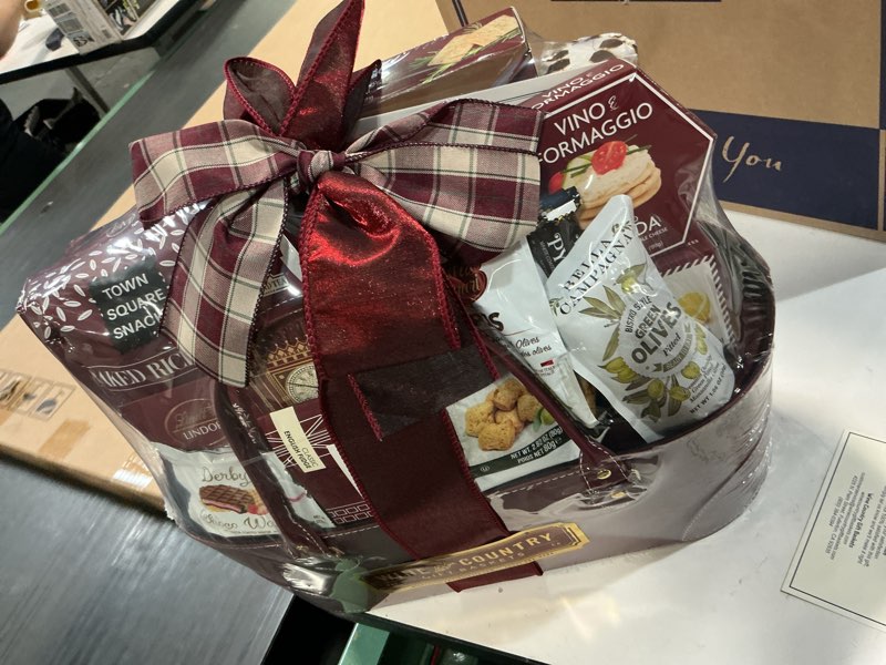 Condition photo showing New/Like New for (different due date )  wine country gift baskets premier gift basket collection gift basket for women, men, families, chocolate, savory snacks, great gift for easter, spring, birthdays, co workers friends and more