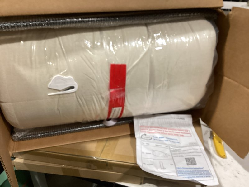 Condition photo showing New/Like New for similar  product not like stock photo similar ottomanson 9\" hybrid twin mattress - firm - made in usa - individually pocketed coils & certipur-us foam - fiberglass-free - bed in a box