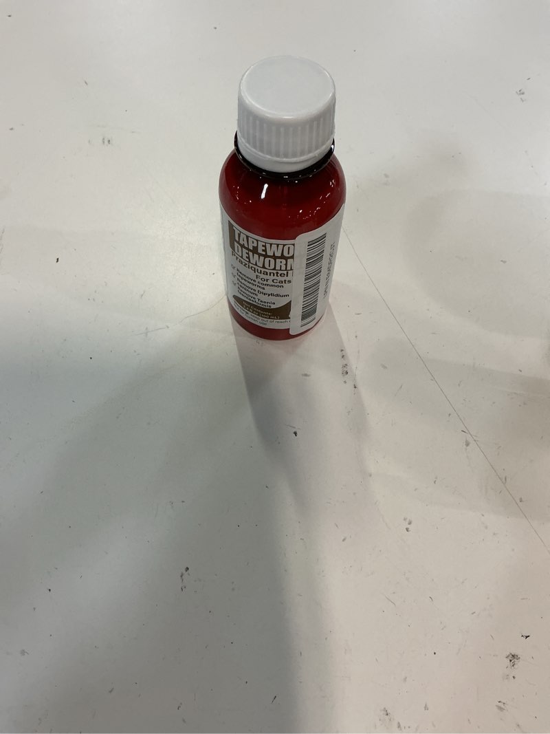 Condition photo showing New/Like New for (expiration 01/28/2028) tapeworm dewormer for cats & kittens – praziquantel liquid 100 ml for cats 6 weeks & older, include 3 ml dropper with cap