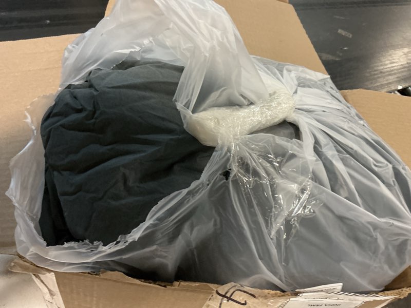 Condition photo showing As Is for cotton pintuck comforter, full/queen, nightfall
