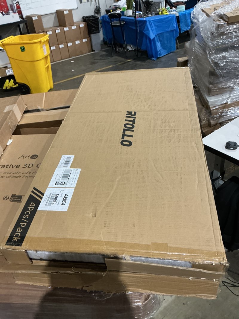 Condition photo showing Good Condition for ritollo 4 pack wood panels for wall, 47.2"×23.6" wood slat acoustic panels for wall, soundproof panels, 3d fluted panels for interior wall decor (natural walnut) 47.2 x 23.6(4 pcs) natural walnut