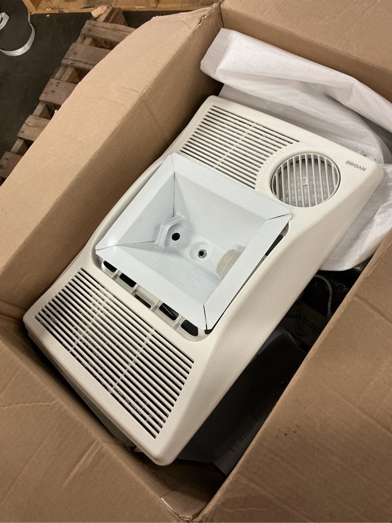 Condition photo showing As Is for broan-nutone 110 cfm ceiling bathroom exhaust fan with light and 1500-watt heater