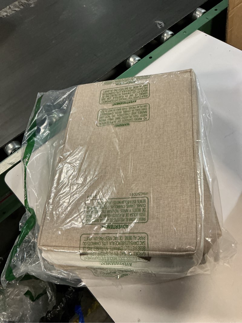 Condition photo showing item condition for Large Fabric Storage Baskets | 50L Storage Bins, Decorative Linen Closet Baskets with Handles for Organizing, Shelf, Toys, Clothes, Home, Office, Nursery, 17x12x15Inches (Beige&White) Beige / Off-White Extra Large -17"x12"x15"