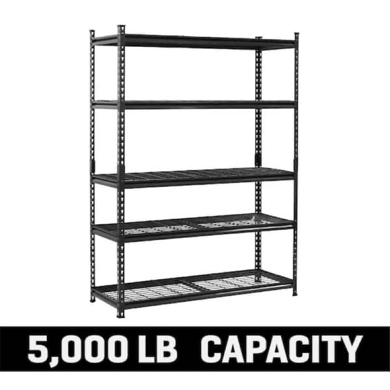 RUGGED RACK Heavy Duty 5-Shelf Metal Rack Wire Decking  1000lb Per Shelf