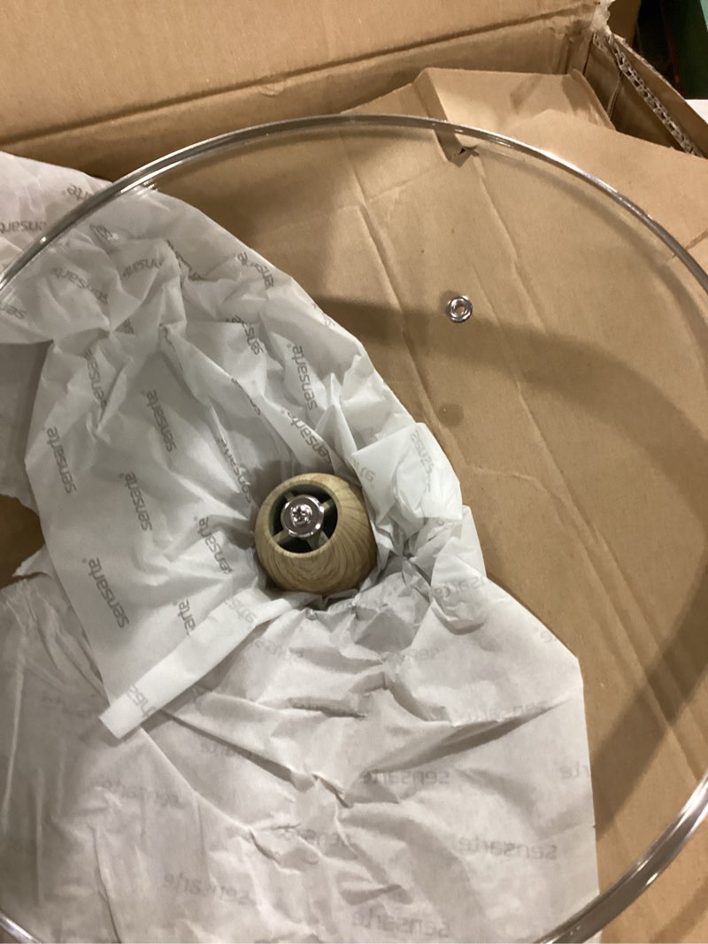 Condition photo showing As Is for MICHELANGELO 3 Quart Saucepan with Lid, Nonstick Ceramic Sauce Pan with Stainless Steel Handle, 3 Qt Saucepan with Lid Induction Compatible, Oven Safe, Blue