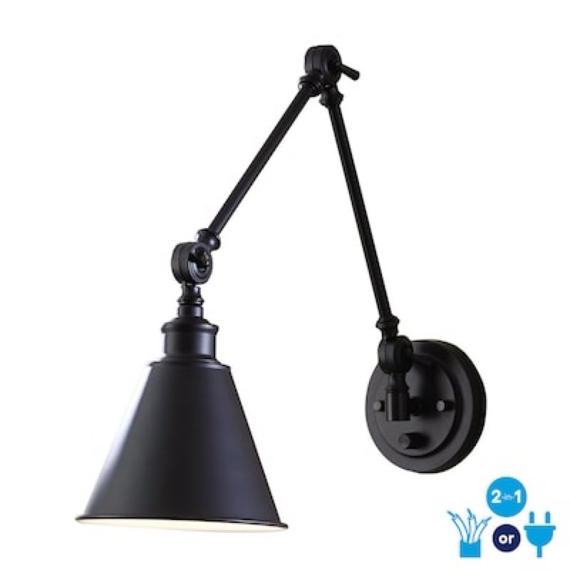 allen + roth halterman 6.7-in w 1 -light matte black farmhouse wall sconce