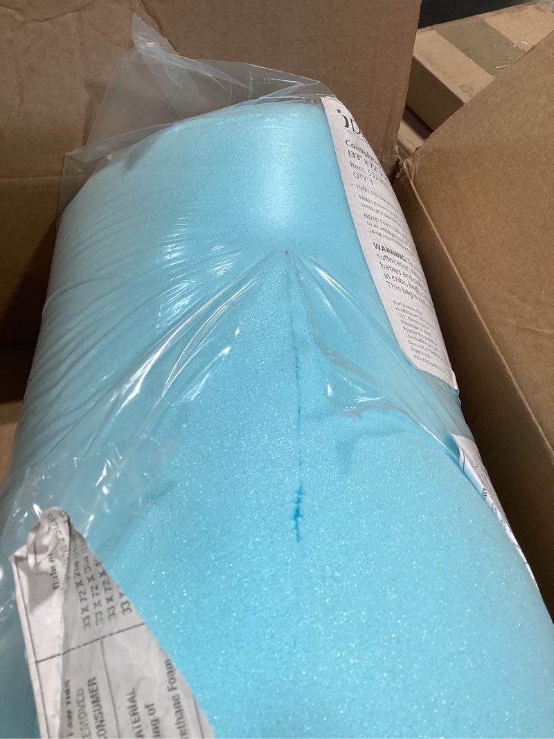 Condition photo showing As Is for DMI 2-Inch Foam Mattress Topper, Egg Crate Foam Pad for Support, Air Circulation, Pressure Relief & Weight Distribution, Twin Size 33 x 72, Blue