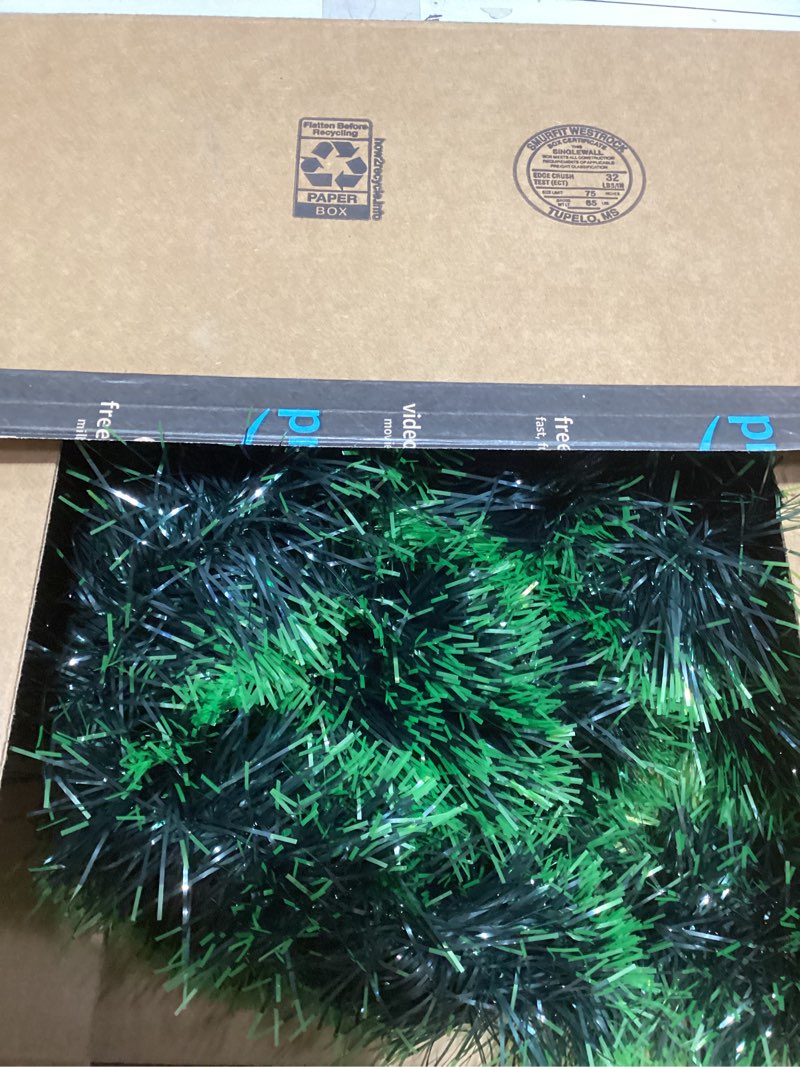 Condition photo showing Good Condition for 32 Feet Christmas Garland with Lights, DIY Christmas Tree Wall Corner Decor Tinsel Garland with Butterfly, Flower and Balls, Battery Operated (Battery Not Included) for DIY Decoration