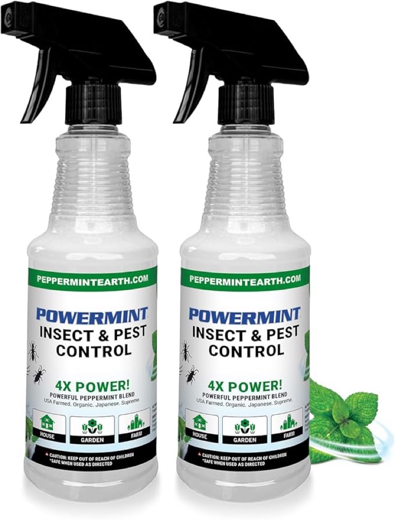 Powermint 16 Oz Peppermint Oil Insect & Pest Spray for Spiders, Ants, Ticks, and More (Pack of 2)