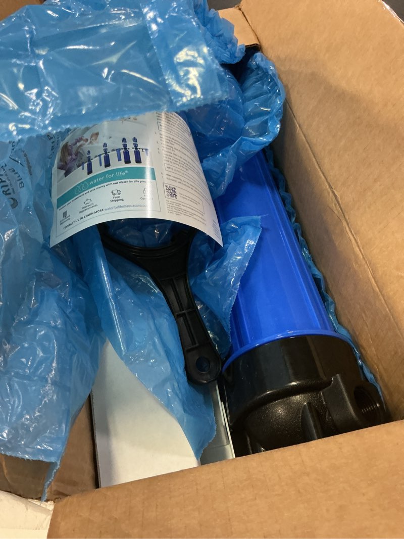 Condition photo showing Good Condition for aquasana pre-filter, post-filter & assembly kit bundle | 20" sediment filter | captures dirt, rust & silt | drain valve & shut-off valve | wh-std-install | for whole house systems