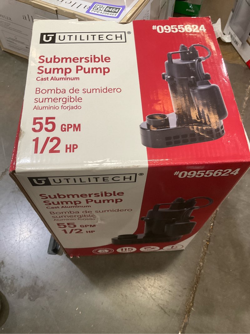 utilitech 1/2-hp 115 -volt 55-gallon aluminum submersible sump pump