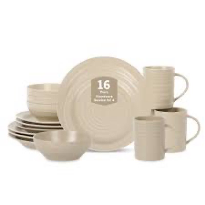 Stone Lain Orbit 16-Piece Dinnerware Set Stoneware, Beige