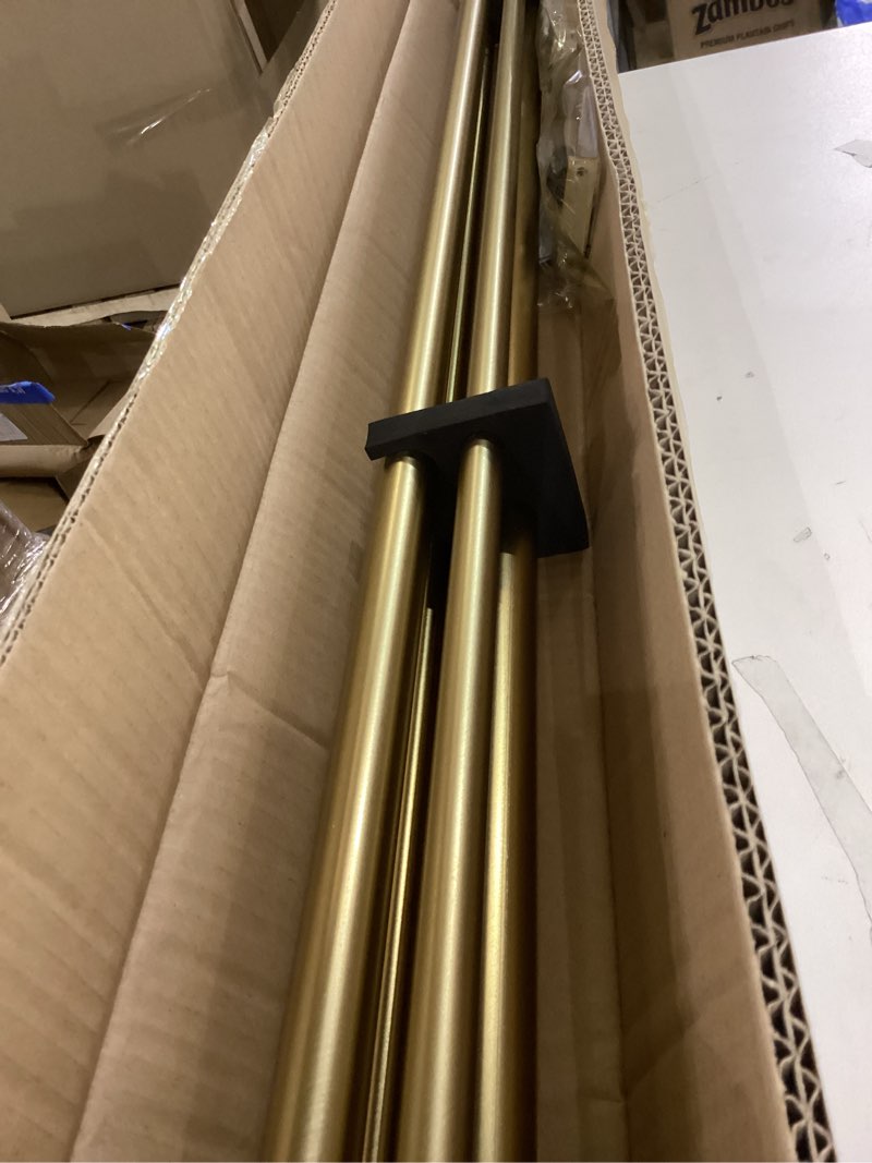 Condition photo showing Good Condition for Double Curtain Rods 72-144 Inches for Windows, 1 Inch Diameter Adjustable Heavy Duty Drapery Rod with Aluminum Alloy Brackets and Finials, Modern Stylish Dual Curtains Rod, Brushed Gold Brushed Gold 72"-144"