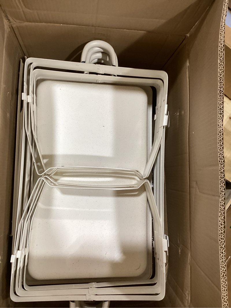 Condition photo showing Good Condition for chafing dishes for buffet 9qt 4 pack [multi-size food pans] stainless steel chafing dishes [sturdy and durable] chafing dish buffet set for weddings & parties & festival, white white 4