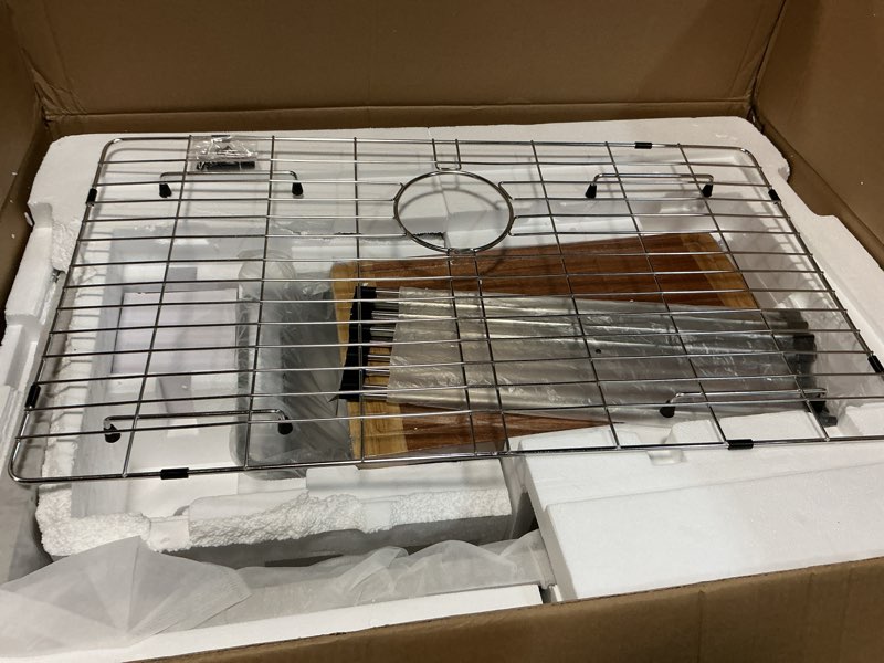 Condition photo showing Good Condition for 32 Inch Kitchen Sink Drop In Workstation-VASOYO 32x22 Stainless Steel Drop In Kitchen Sink Workstation 16 Gauge Single Bowl Deep Top Mount Sinks Stainless Sinks with Cutting Board 32"L x 22"W x 10"D Stainless Steel-Workstation