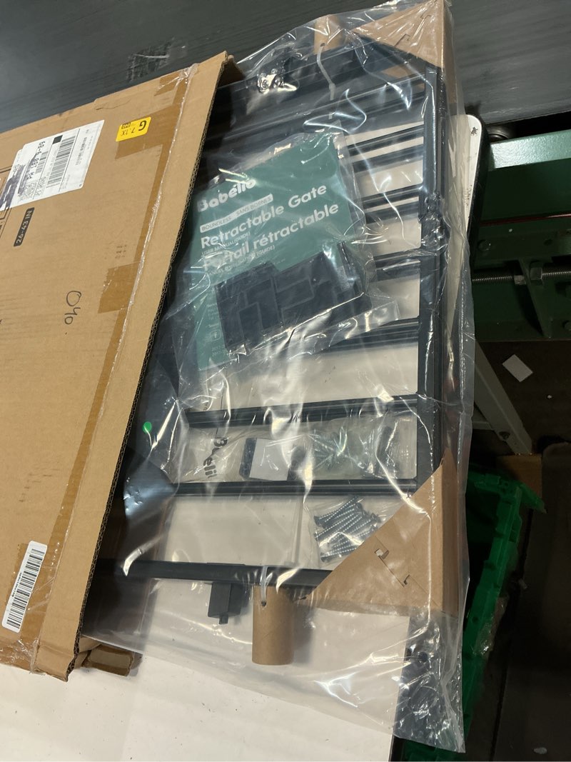 Condition photo showing New/Like New for Babelio Baby Gate for Stairs & Doorways, 26-43" W 28" H No Bottom Bar| Easy Installation| One-Handed Operation| Auto-Close| Hardware Mount (Drill Needed) Safety Dog/Pet Gate (Black Wood Pattern) Black Wood Pattern - B17 28" H, 26-43" W-Standard