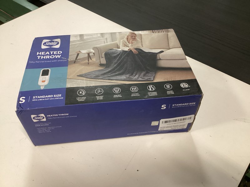 Condition photo showing As Is for Sealy Electric Blanket Throw Size 50"*60",Super Cozy Flannel to Sherpa Reversible Heated Blanket Thr