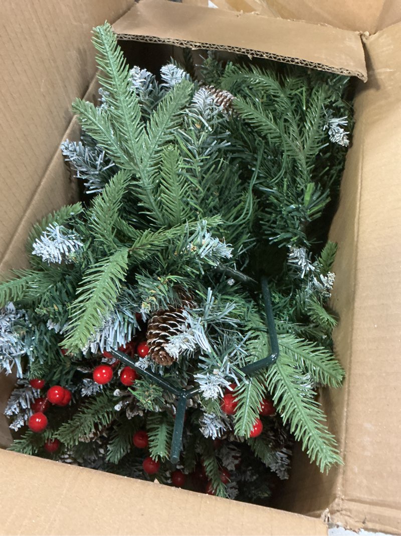 Condition photo showing Good Condition for Set of 2 Christmas Planter/Urn Fillers Outdoor Front Porch, Artificial Prelit Christmas Tree, Holiday Pot Fillers with Multi-Color Lights, Outdoor Christmas Decorations Yard