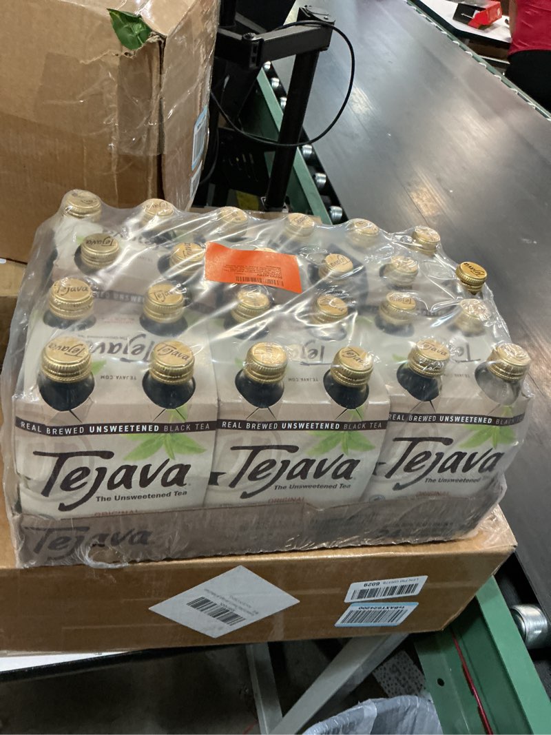 Condition photo showing New/Like New for ((bb:02/04/28))tejava original unsweetened black iced tea, 24 pack, 12oz glass bottles, non-gmo, kosher, no sugar or sweeteners, no calories, no preservatives, brewed in small batches original 24-pack