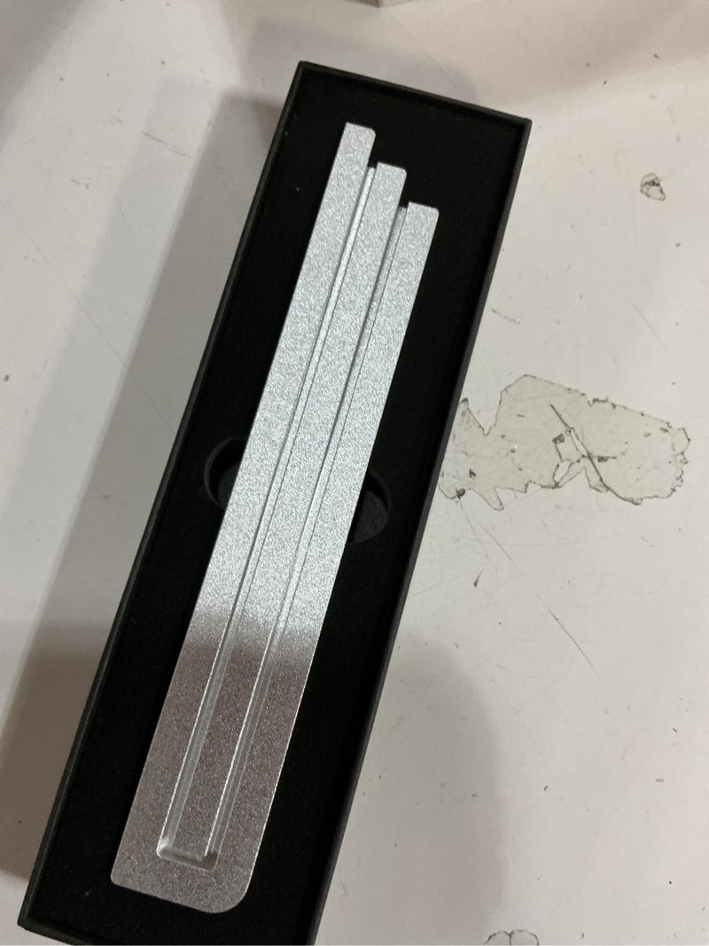 Condition photo showing Good Condition for Mezuzah Case – Shin-Shaped Design, Silver Aluminum, up to 6" scroll– Full Hebrew ? Shape – Easy Peel
