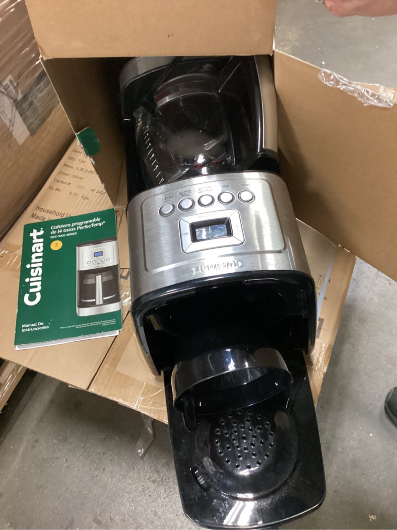 Condition photo showing As Is for Cuisinart 14-Cup Coffee Maker, Programmable PerfecTemp Glass Carafe Coffee Machine with 1-4 Cup Setting, Brew Strength Control and Pause, Stainless Steel, DCC-3200NAS 14-Cup Glass Stainless Steel