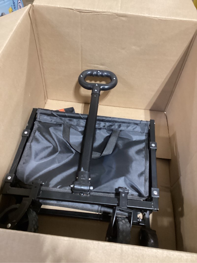 Condition photo showing Good Condition for collapsible wagon cart foldable with 350lbs weight capacity, lightweight utility shopping cart with wheels, folding grocery wagon carts portable for beach garden sports and camping, black 100l - standard black