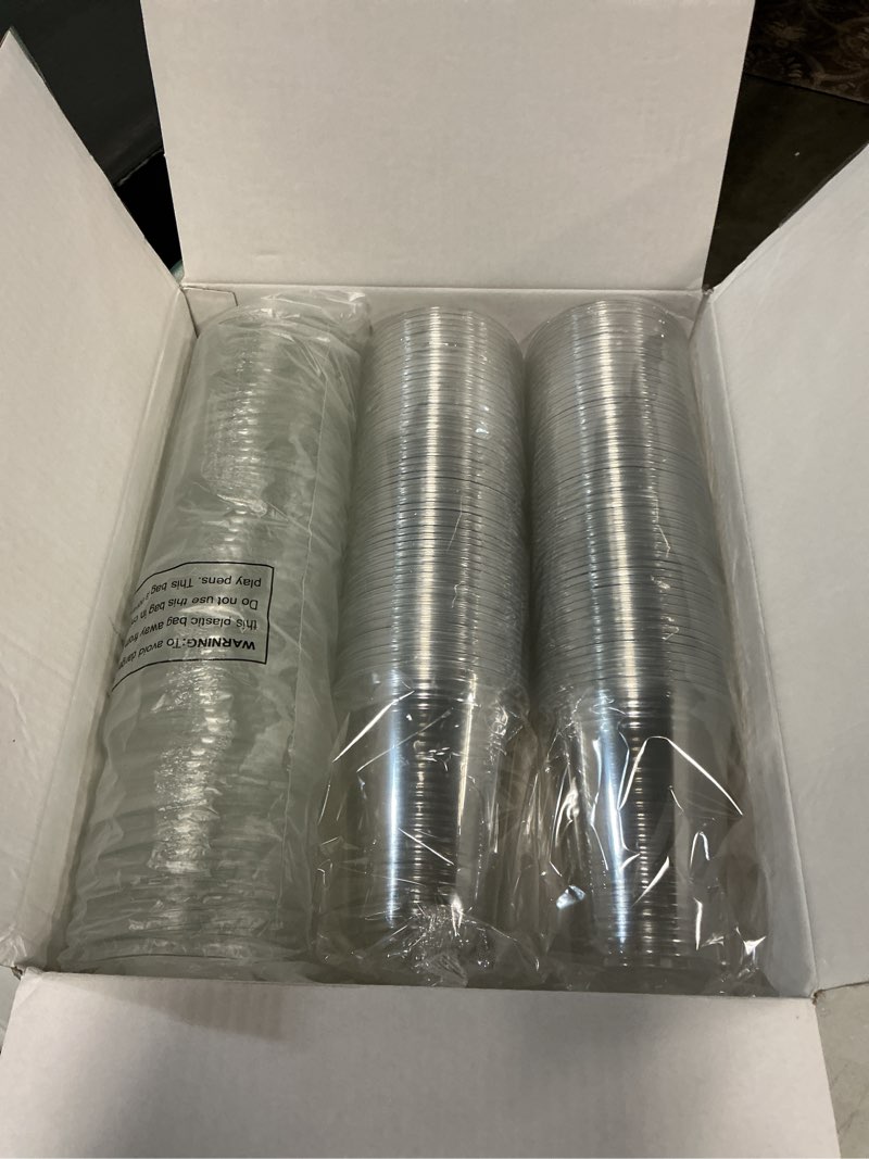 Condition photo showing New/Like New for dealusy 100 pack - 16 oz clear plastic cups with lids, sturdy & food safe iced coffee cups with lids, disposable plastic smoothie cups for cold drinks, sip lids 16 oz 100.0