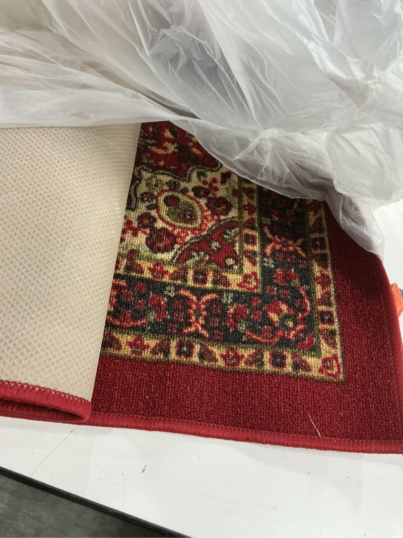 Condition photo showing Good Condition for Ottomanson 5' x 6'6" Rugs for Living Room Oriental Area Rug for Bedroom - Non Slip Durable Large Floor Carpet for High Traffic Areas - Indoor Rug for Dining Room Kitchen Kids Playroom, Red