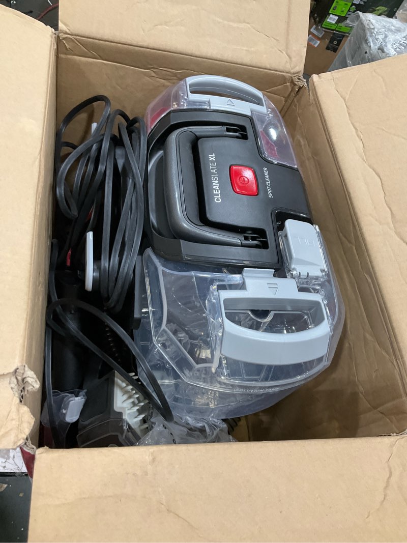 Condition photo showing As Is for Hoover CleanSlate XL Deep Cleaning Carpet + Upholstery Spot Cleaner Machine with Specialized Tools, Permanent Stain Remover, Pair with Hoover Portable Spot Cleaner Solution