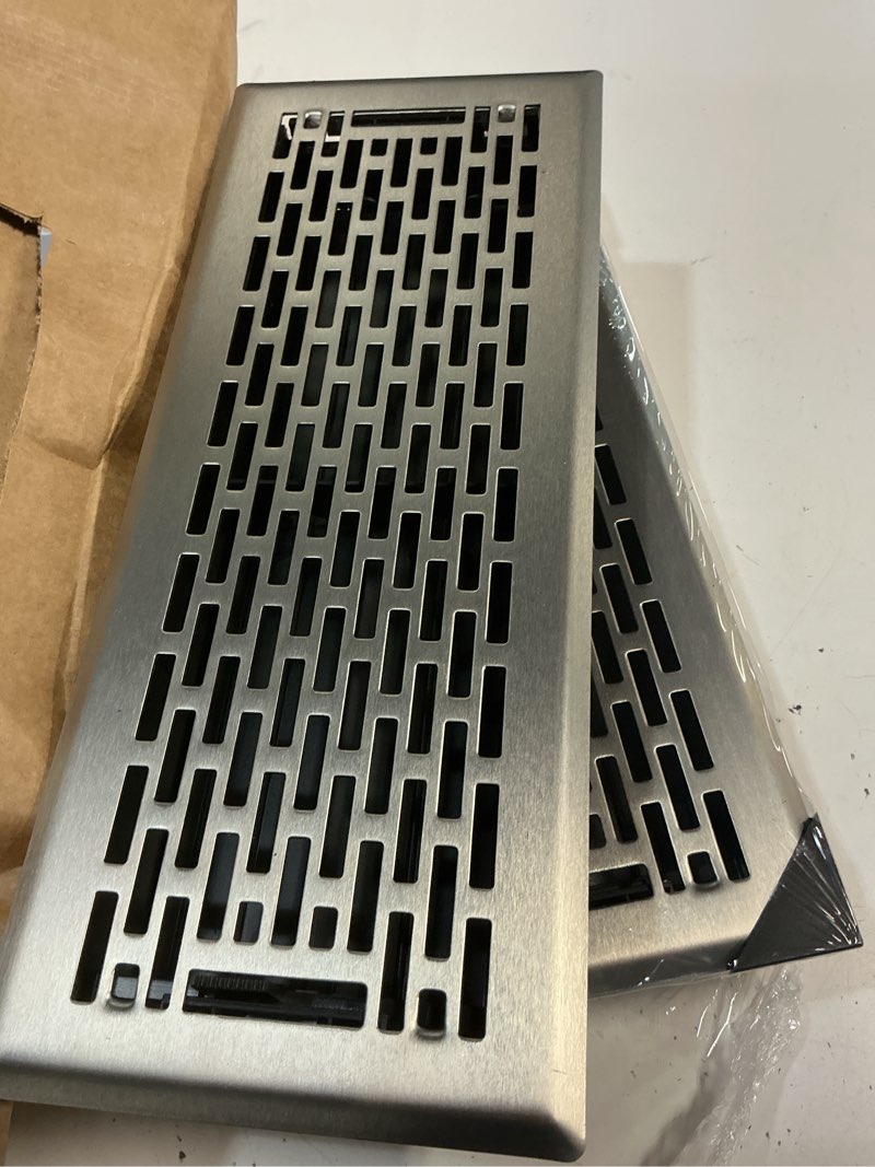 Condition photo showing As Is for howeall 4x12 inches 2 pack heavy duty walkable floor register - easy adjust air supply lever decorative floor vent covers - boston design vent covers for home - satin nickel 4x12 inches satin nickel 2pcs