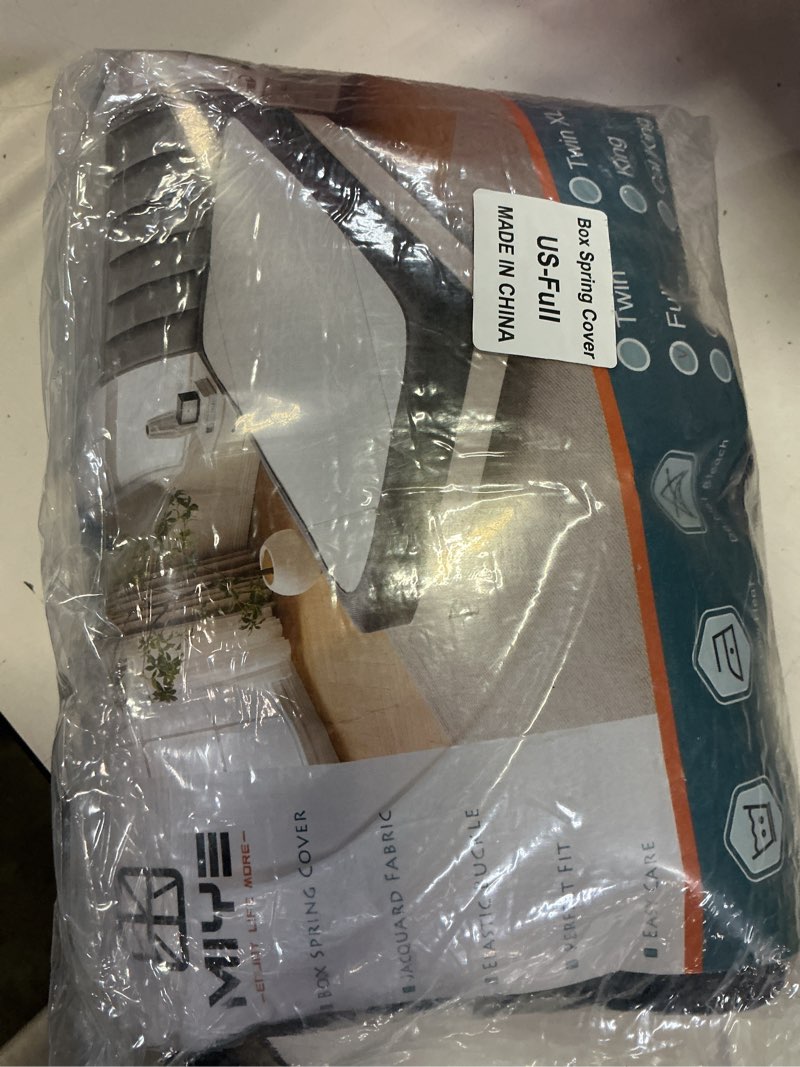Condition photo showing Good Condition for miye jacquard fabric box spring cover,super stretchy wrap around 4 sides elastic bed skirt,wrinkle & fading resistant,washable & easy fit. (dark grey, full) dark grey full
