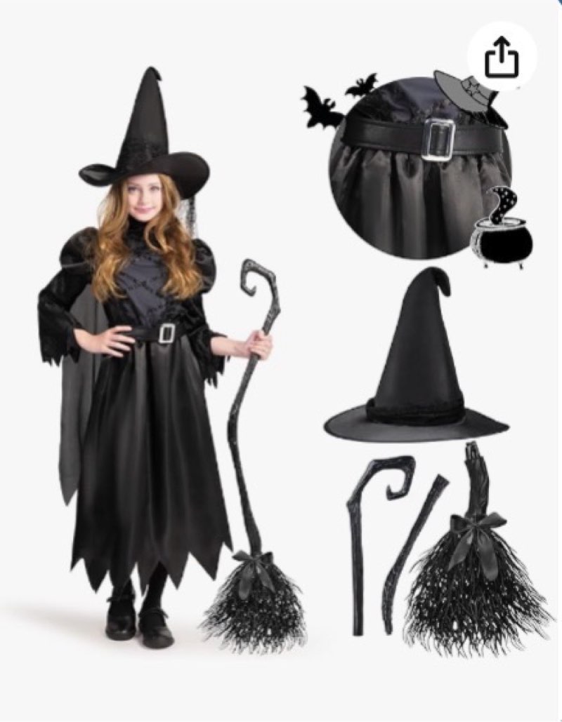 SPOOKTACULAR CREATIONS CHILD GIRL BLACK WITCH COSTUME SIMPLE VERSION MEDIUM