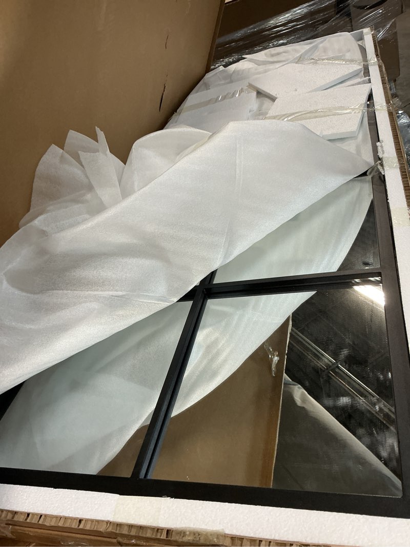 Condition photo showing New/Like New for Floor Full Length Mirror, Black Arched-Top Mirror Full Length, Large Window Pane Body Mirrors, 65"x22" Wall Mounted Standing Mirrors Hanging or Leaning for Bedroom, No Stand Window Mirror-black 65"L x 22"W