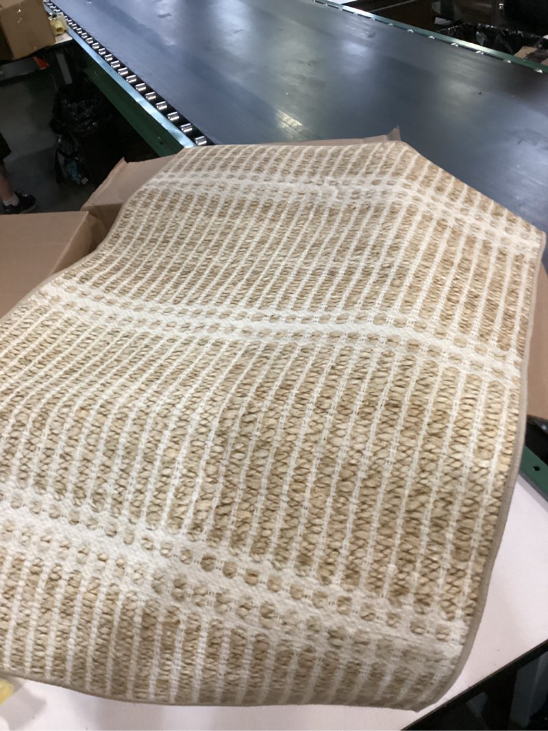 Condition photo showing Good Condition for dash and albert arbor machine washable area rug - 2' x 3' neutral stripe washable accent rug stain-resistant, anti-slip, high traffic kitchen, hallway, mudroom arbor natural 2' x 3' (rectangular)