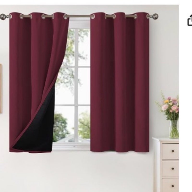 youngstex short 100% blackout curtains 45 inches length for kids bedroom, thick full light blocking thermal insulated window drapes with liner for nursery, baby blue, 2 panels, 42 x 45 inch 42"w x 45"l (pack of 2) baby blue