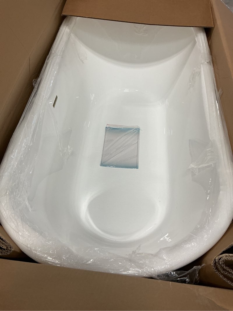 Condition photo showing Good Condition for woodbridge 59" acrylic freestanding bathtub contemporary soaking white tub with chrome overflow and drain 59“