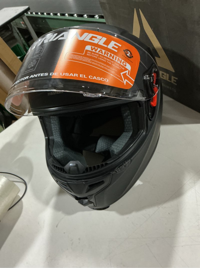 Condition photo showing Good Condition for triangle motorcycle helmet for adults, full face motorcycle helmet with tinted and clear visor meet dot approved