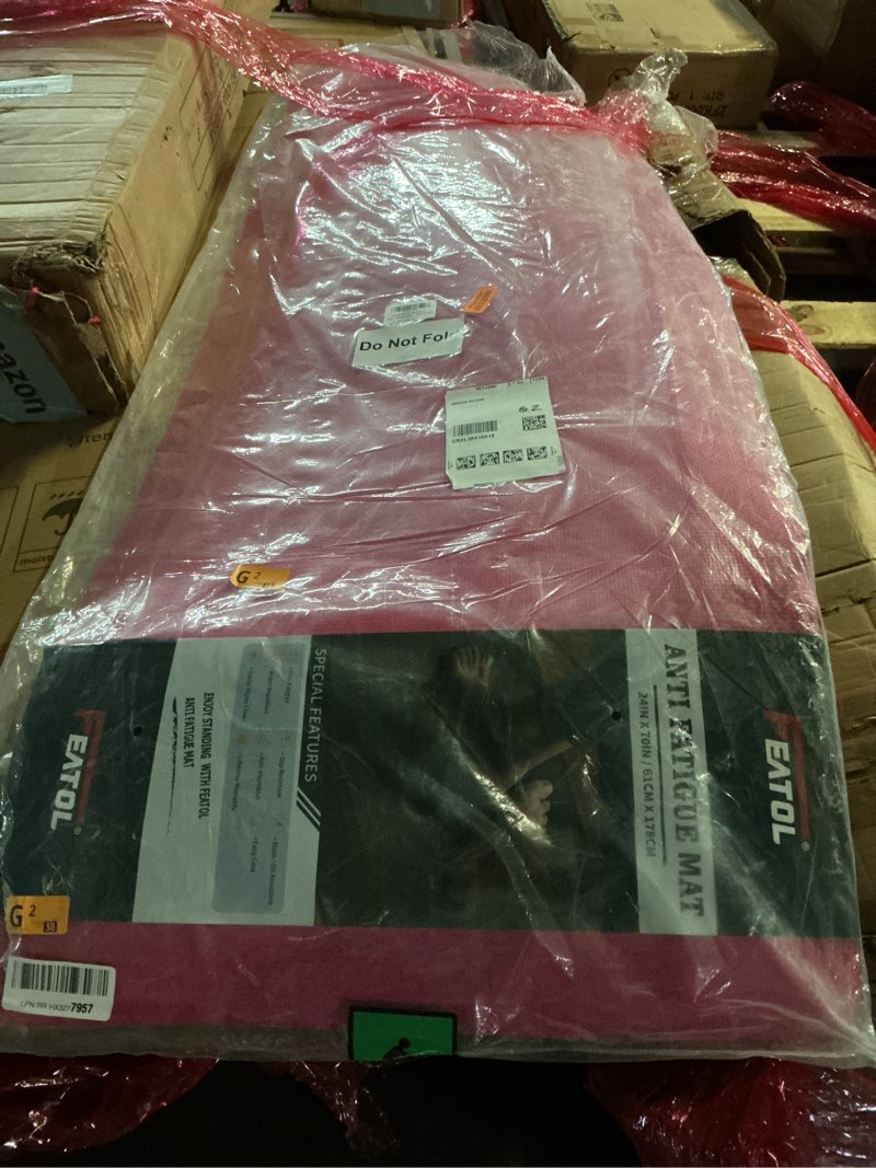 Condition photo showing Good Condition for FEATOL Anti Fatigue Mat for Standing, 9/10 Extra Thick Ergonomic Standing Desk Mat, Comfort & Durable Memory Foam Standing Mat at Home,Office All Day (24" x 70", Pink, 1PC) Pink 70"L x 24"W x 0.9"Th 1