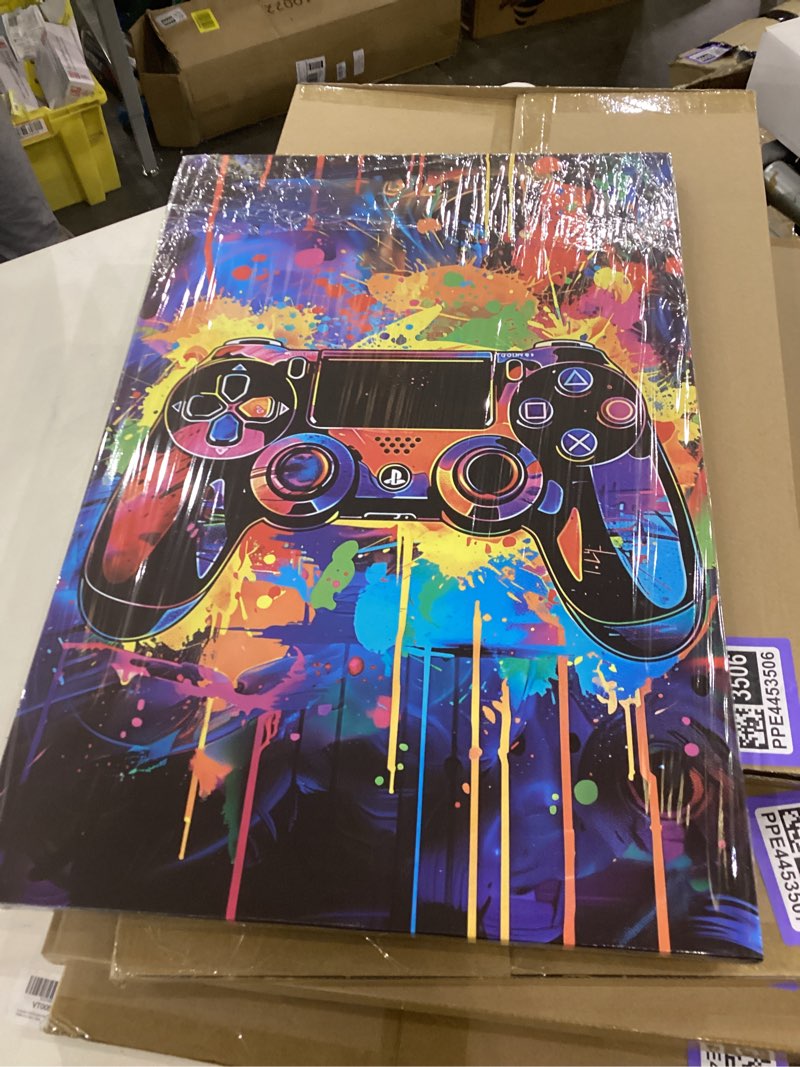 Video Gaming Canvas Wall Art Framed, Cool Gaming Wall Art Retro Video Game Posters Pictures, Colorfu