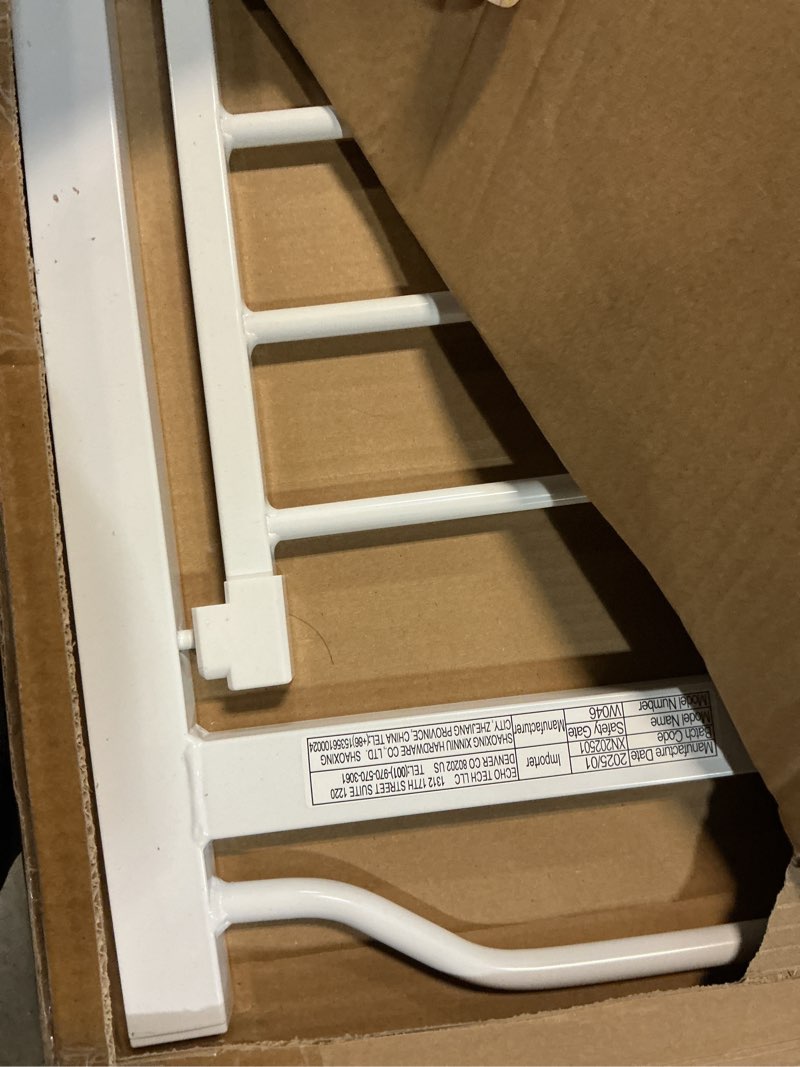 Condition photo showing Good Condition for narrow baby gate 24 to 29 inch wide pet gate pressure mounted no drill safety gate walk through metal child gate for kids stairs or pets indoor white 24.02"-29.13"/61-74cm