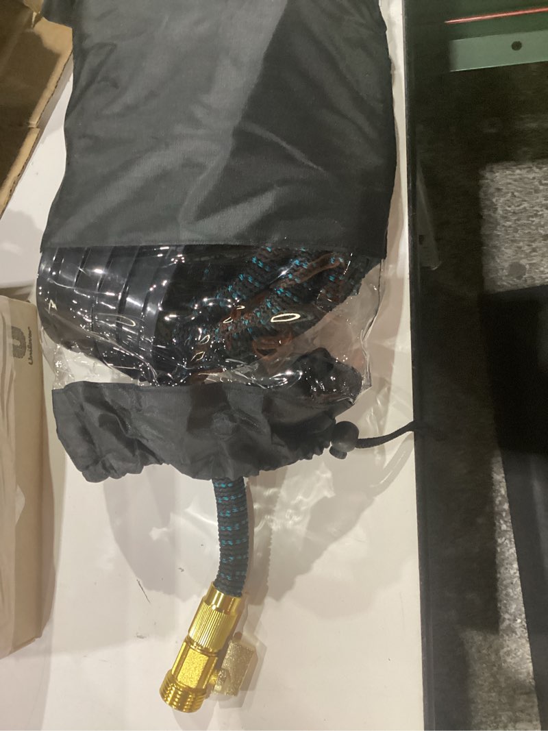 Condition photo showing New/Like New for flexi hose lightweight expandable garden hose, 50ft - retractable garden hose, water hose - no-kink flexibility, 3/4 inch solid brass fittings and double latex core black 50 ft