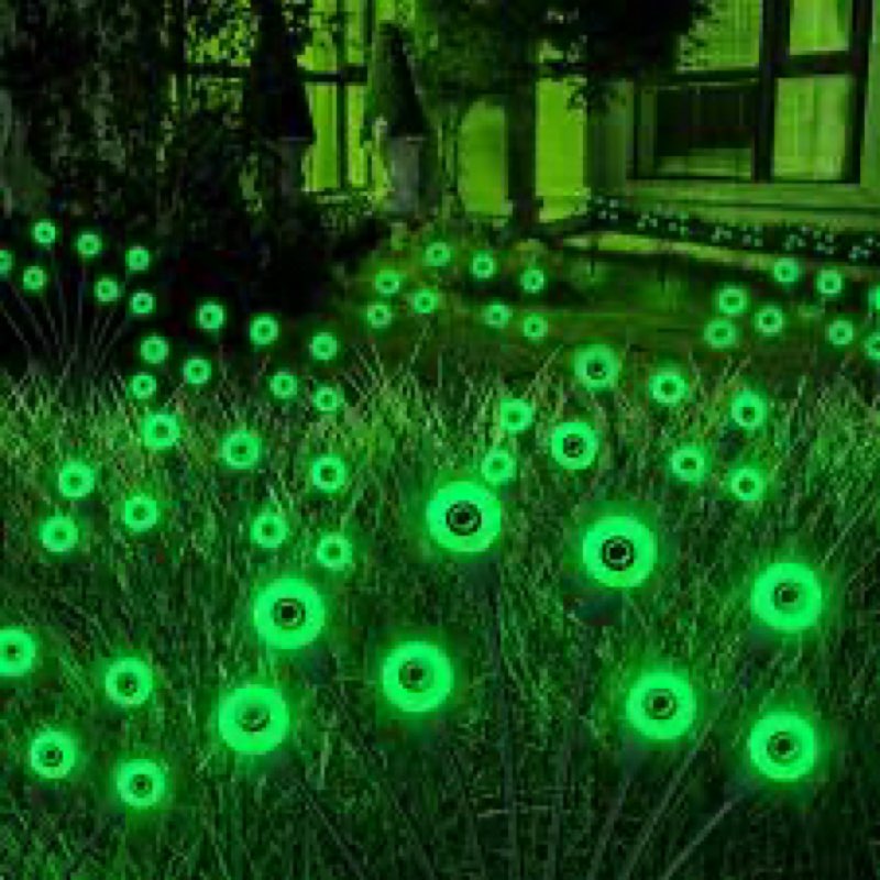 joyin halloween decorations outdoor solar scary eyeball lights, 8 pcs 48leds green pathway yard stak