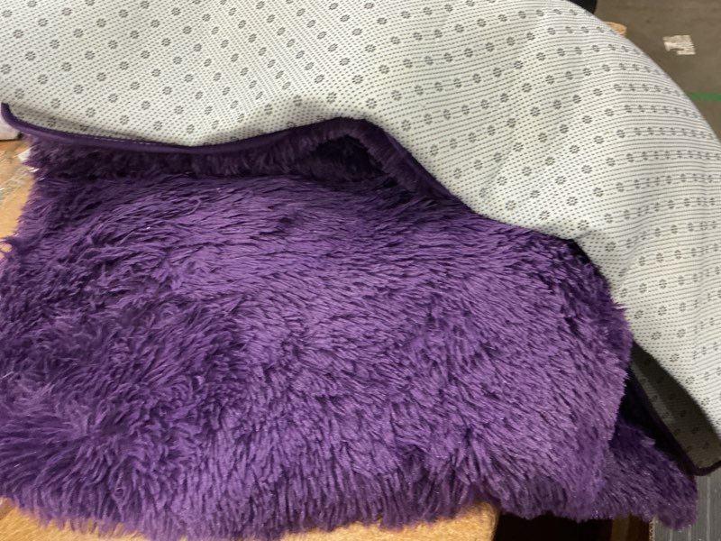 Condition photo showing Good Condition for 4x6 purple rug for bedroom, fluffy shag area rugs small carpet bedside rug | upgraded non-slip rubber backing, ultra soft area rugs for living room, playroom, perfect decor for boys or girls rooms 4' x 6' (rectangular) purple