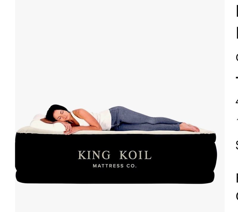 king koil luxury full size plush pillow top air mattress with built-in high-speed pump for home, cam