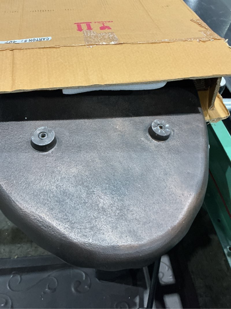 Condition photo showing Good Condition for kate and laurel alessia transitional oval coffee table, 34 x 20 x 15, bronze, metal living room table for storage and display with antique deckled edge detailing