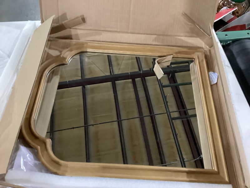 Condition photo showing New/Like New for WallBeyond Wood Frame Wall Mirror Decor for Entryway, Living Room or Bedroom Home Decor - Light Woodgrain 16" x 20" Natural Color 20"L x 16"W Natural B