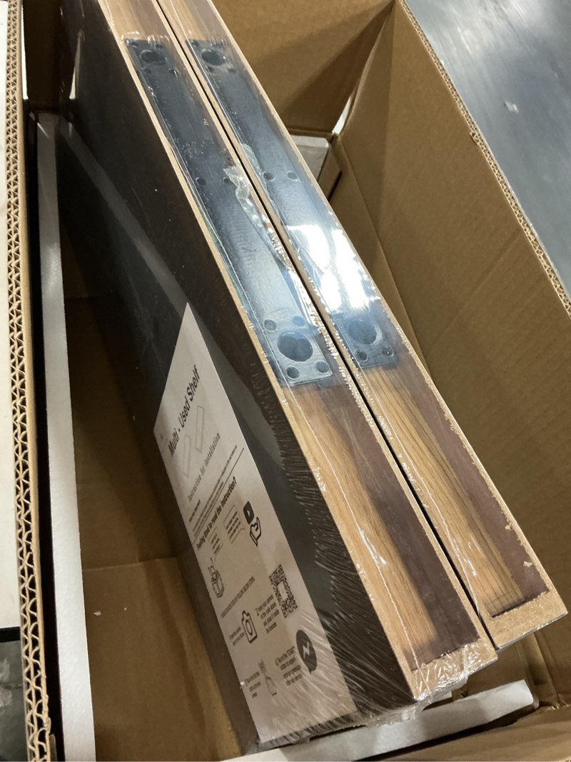 Condition photo showing New/Like New for inhabit union 20in floating shelves for wall, wall mounted shelves for decor storage set of 2, floating shelf for bedroom, bathroom, living room and kitchen?dark walnut? dark walnut 20 inch