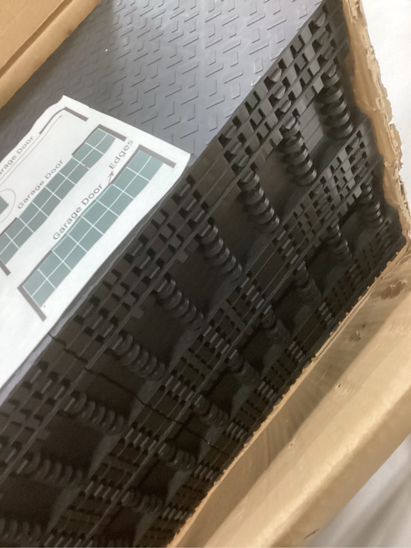 Condition photo showing Good Condition for Garage Floor Tiles Interlocking Garage Flooring Tiles Pack of 48 Antislip Oil and Stain Resistant for Garages Shop Floors Basements 40000 LBS Load Capacity 12x12 Inch Black Color